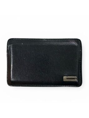Gucci Retro “G” Vintage Black Leather & Silver Card Holder
